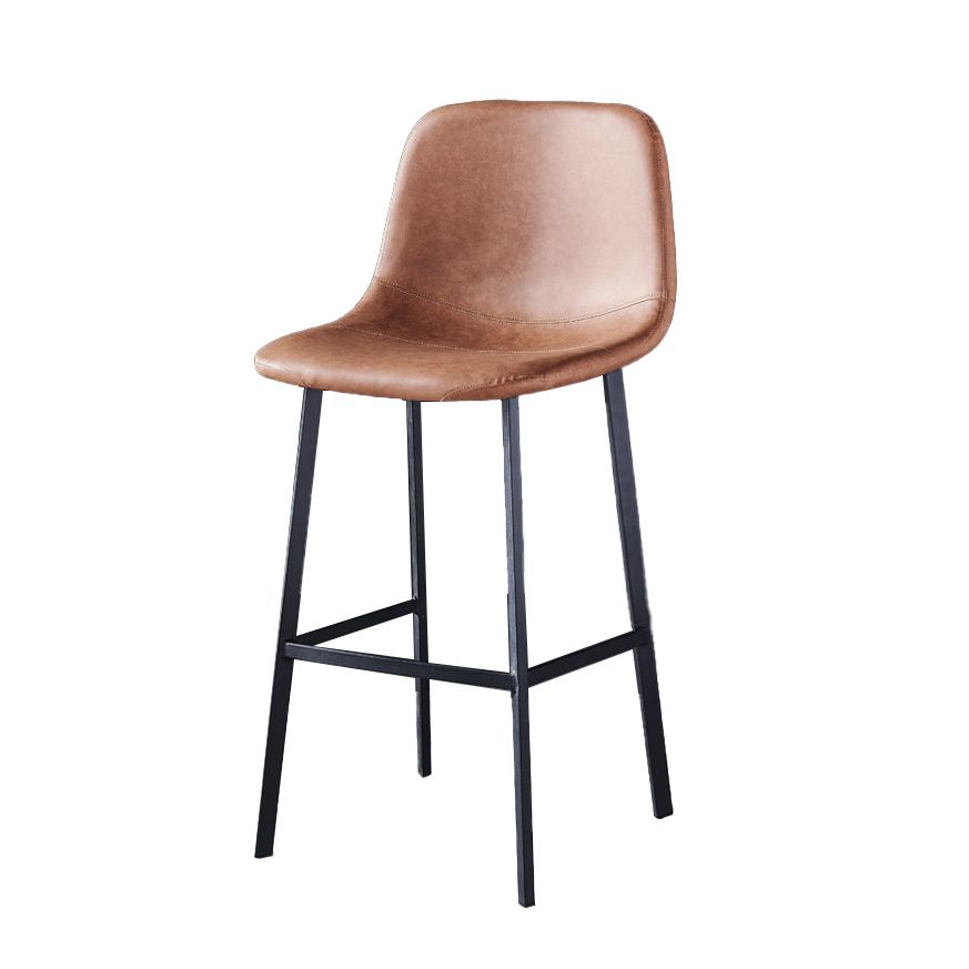 Industrial Style Low Back Bar-stool PU Leather Bar Stool with Metal Legs