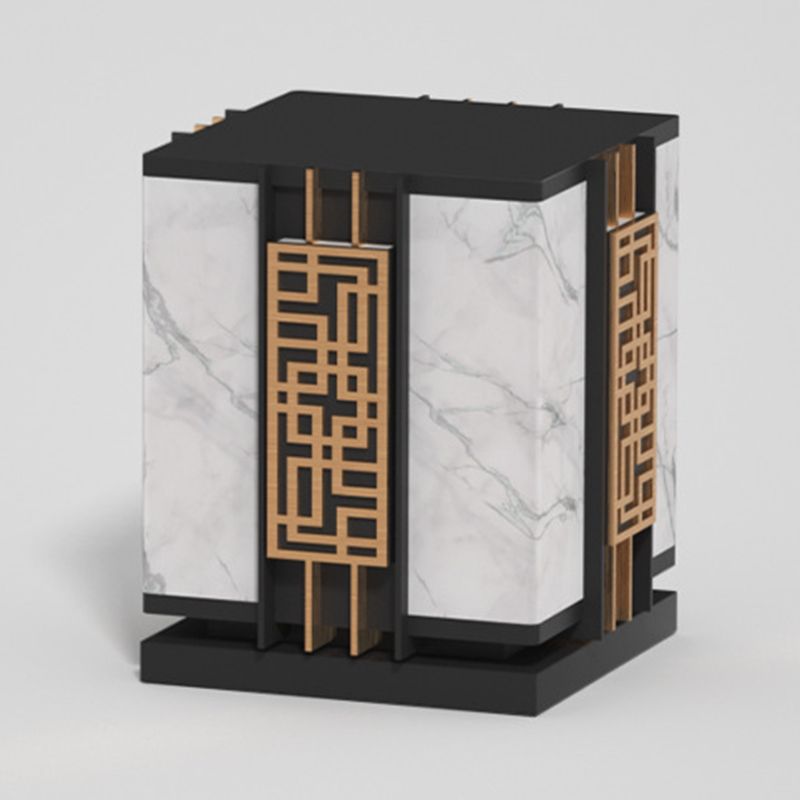 Rectangle Shape Metal Waterproof Pillar Lamp Modern 1 Light Outdoor Light in Black