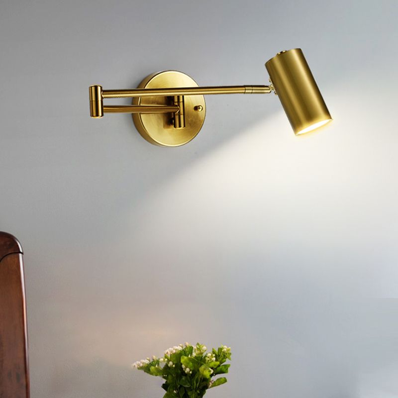 1 Light Swing Arm Flush Mount Wall Sconce Simplicity Metal Wall Mount Lamp