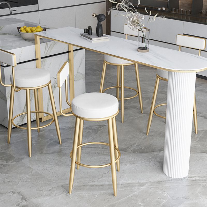 Nordic Armless Backrest Counter Stool Iron Kitchen Bar Stool with Cushion and Pedal