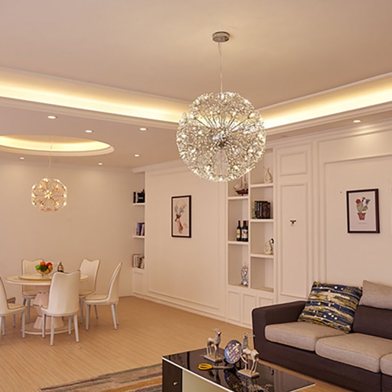 Modern Style Chandelier Light Crystal Sphere Multi Head Pendant Light for Living Room
