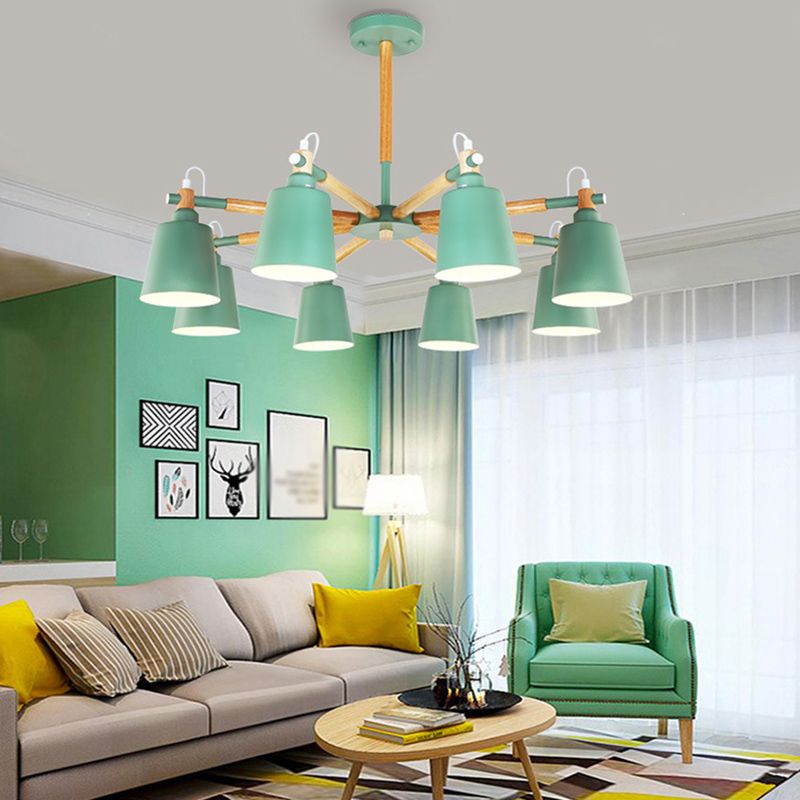 Contemporary Cone Chandelier Pendant Light Metallic Hanging Light Fixtures for Bedroom