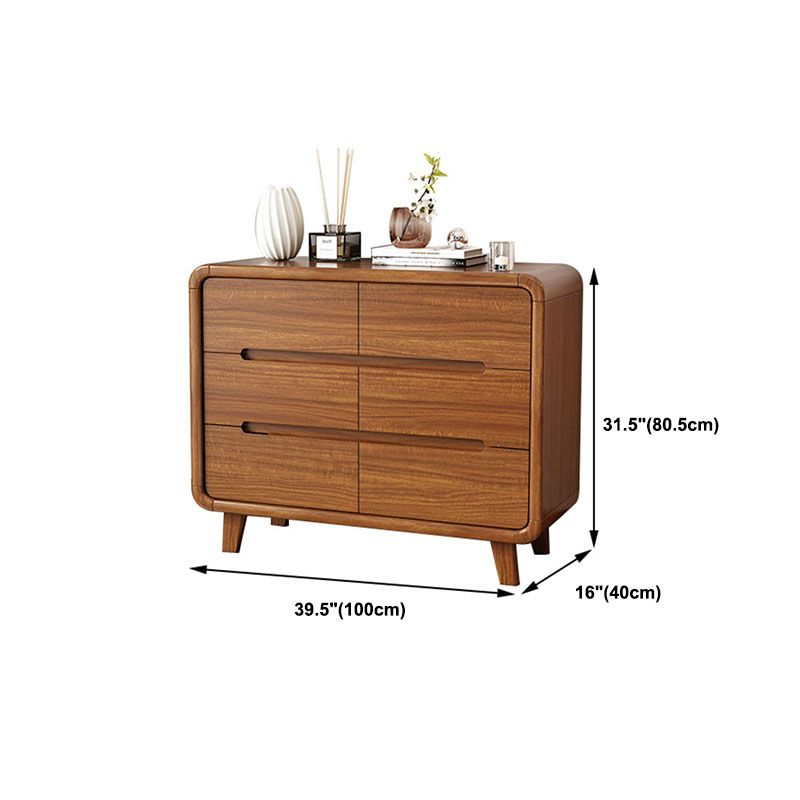 Contemporary Wooden Storage Chest Home Chest in Brown with Drawers