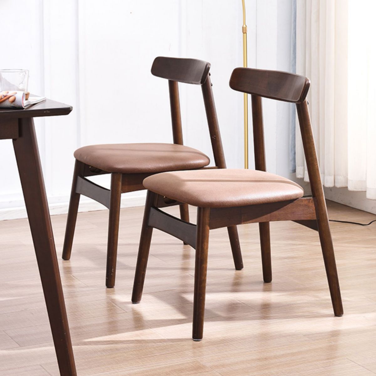 Chaise d'intérieur contemporaine à dossier ouvert en bois, chaise de salle à manger de 18 pouces de large