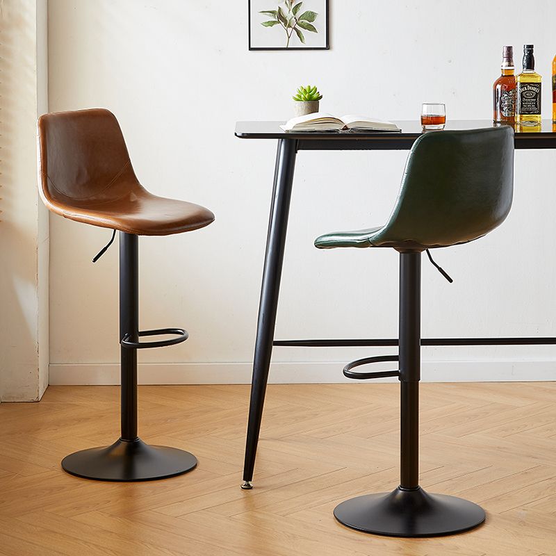 Taburete de bar de cuero moderno, reposapiés, cubo, taburete de mostrador interior ajustable