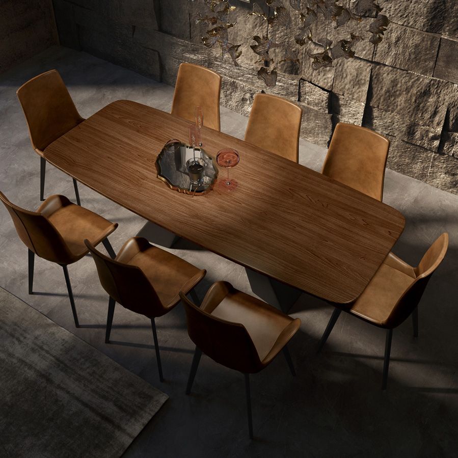 Mesa de comedor rectangular Mesa base de doble pedestal de estilo industrial para comedor