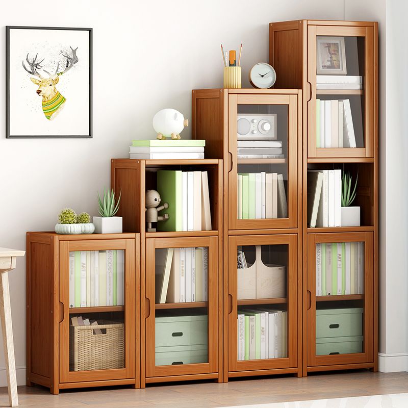 Contemporary Closed Back Bookshelf Vertical Bamboo Bookcase for Home Use