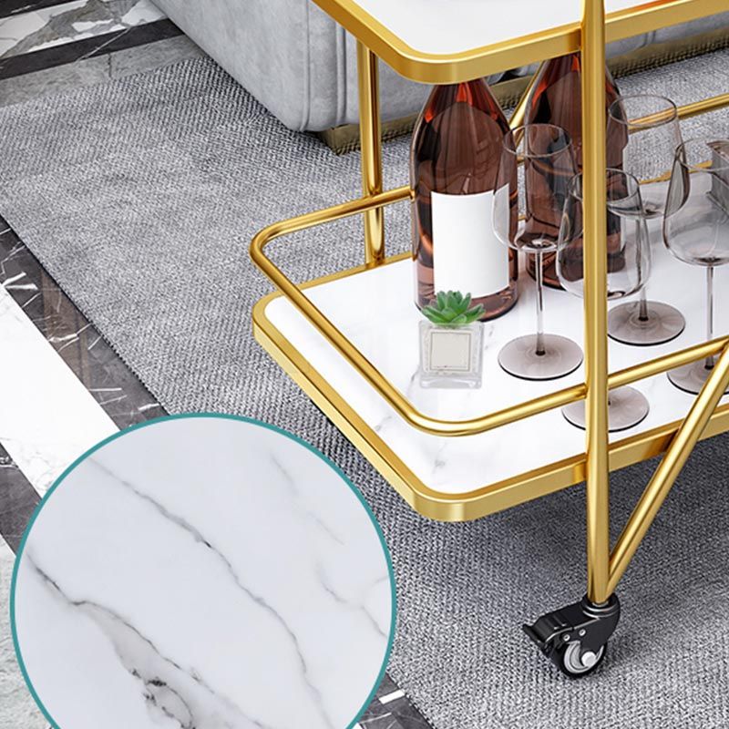Marble Open Shelves Prep Table Rectangular Dining Room Kitchen Trolley