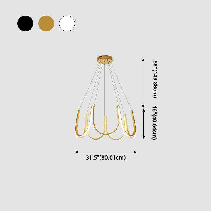 Nordic Aluminum Chandelier Geometric Multi Light Hanging Light for Restaurant