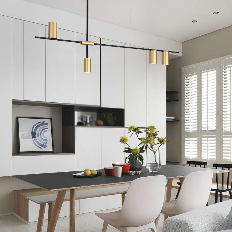 Ideas de iluminación de isla de cilindro de estilo contemporáneo luces colgantes de isla metálica