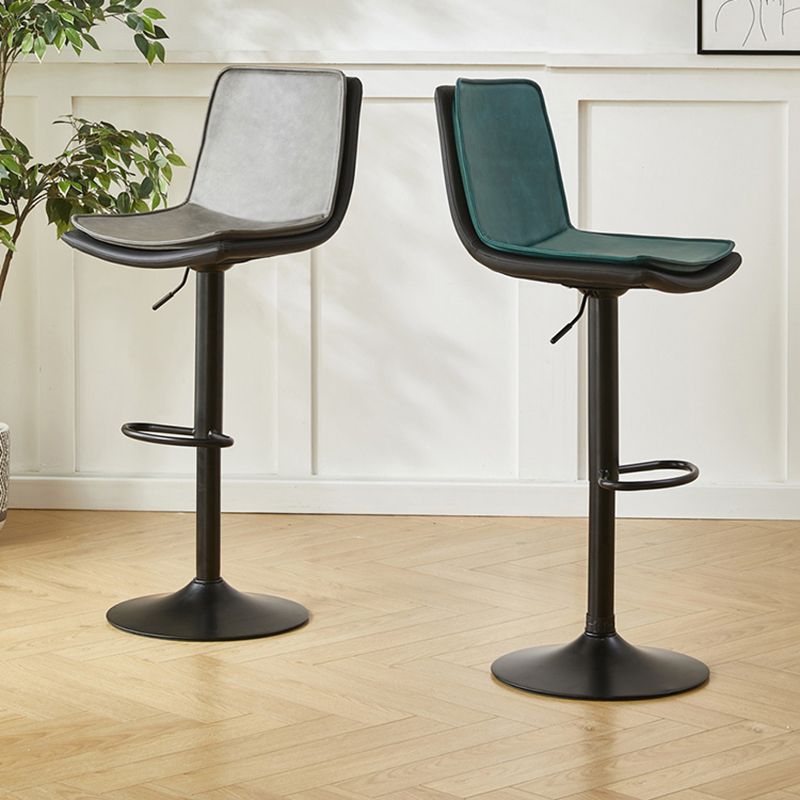 Scandinavian Adjustable Height Swivel Bar Stool Leather Upholstered Bar Stool