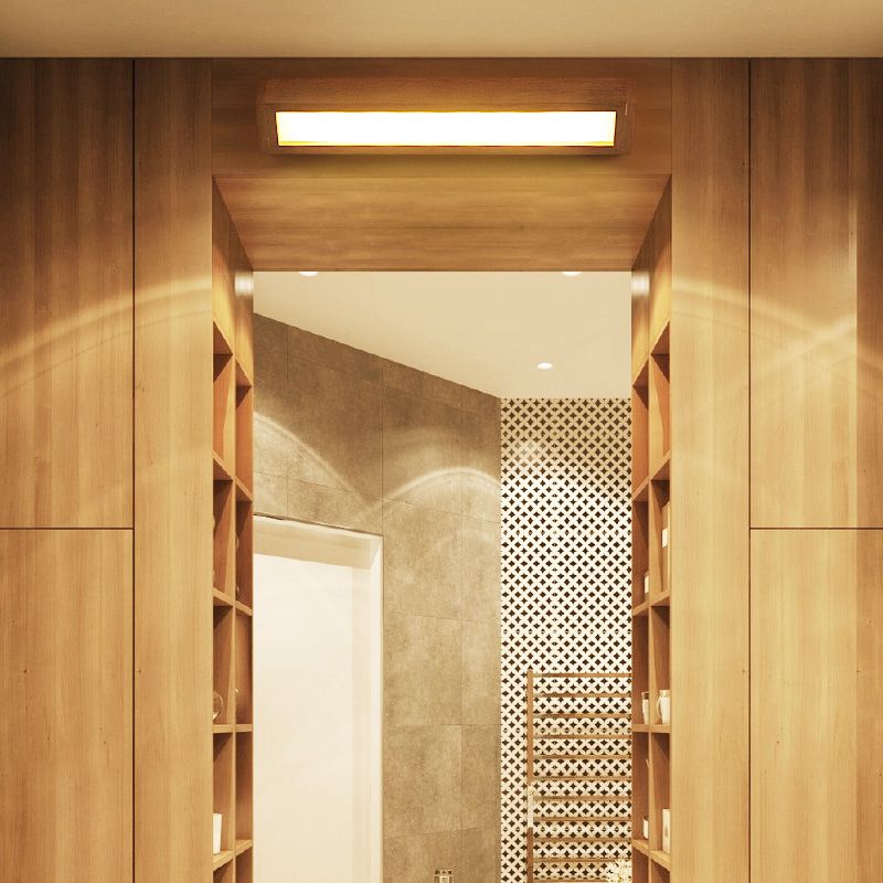 Moderne Stil Leuchte Rechteck Form Holz 1-Licht-Wandhalterlicht Licht