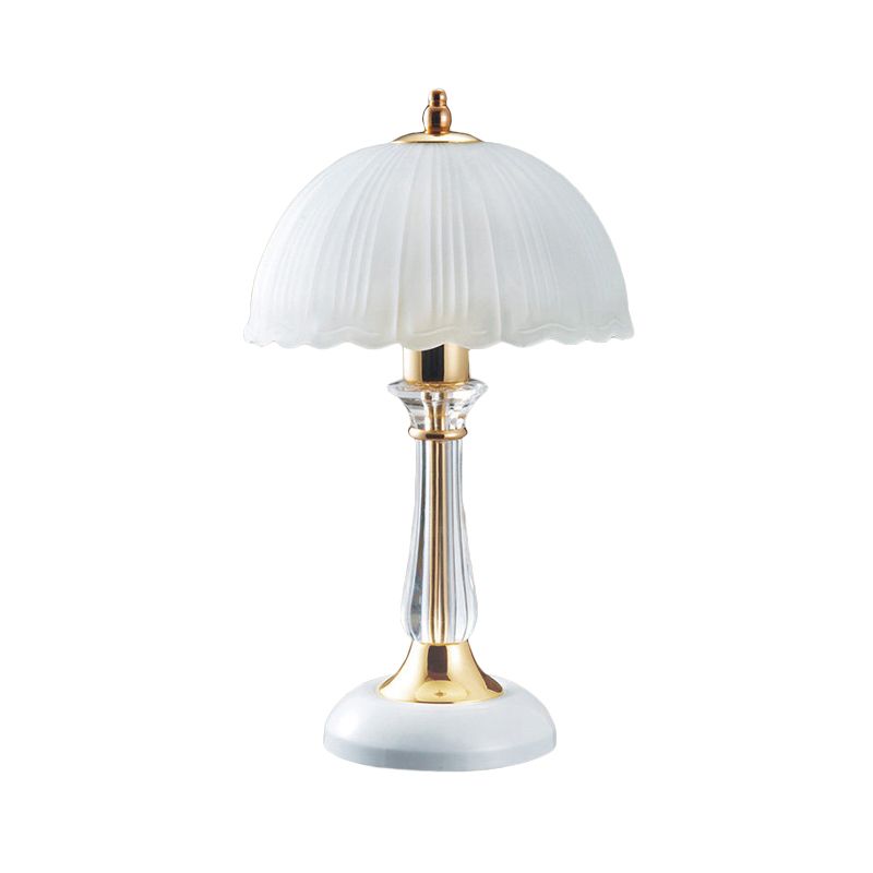 Lampada da lettura per soggiorno Hemisphere contemporanea in vetro bianco con 1 lampadina