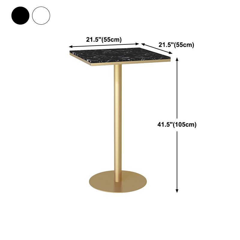 Glam Style Gold Iron Bar Table Marble Top Bistro Table - 21.6"W x 41.3"H