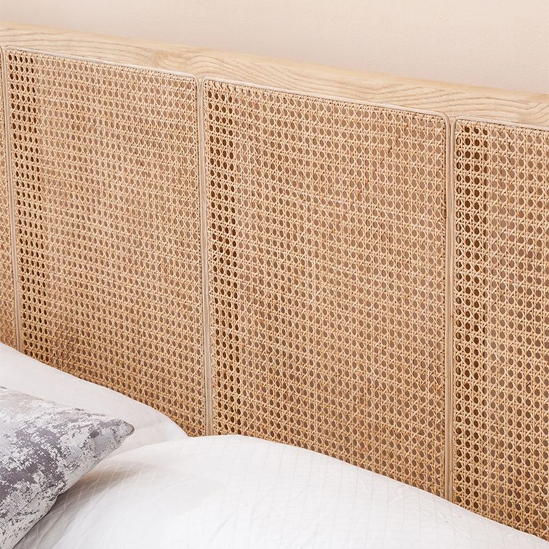 Solid Wood Panel Bed Tropical Standard Bed With Custom Gold Legs