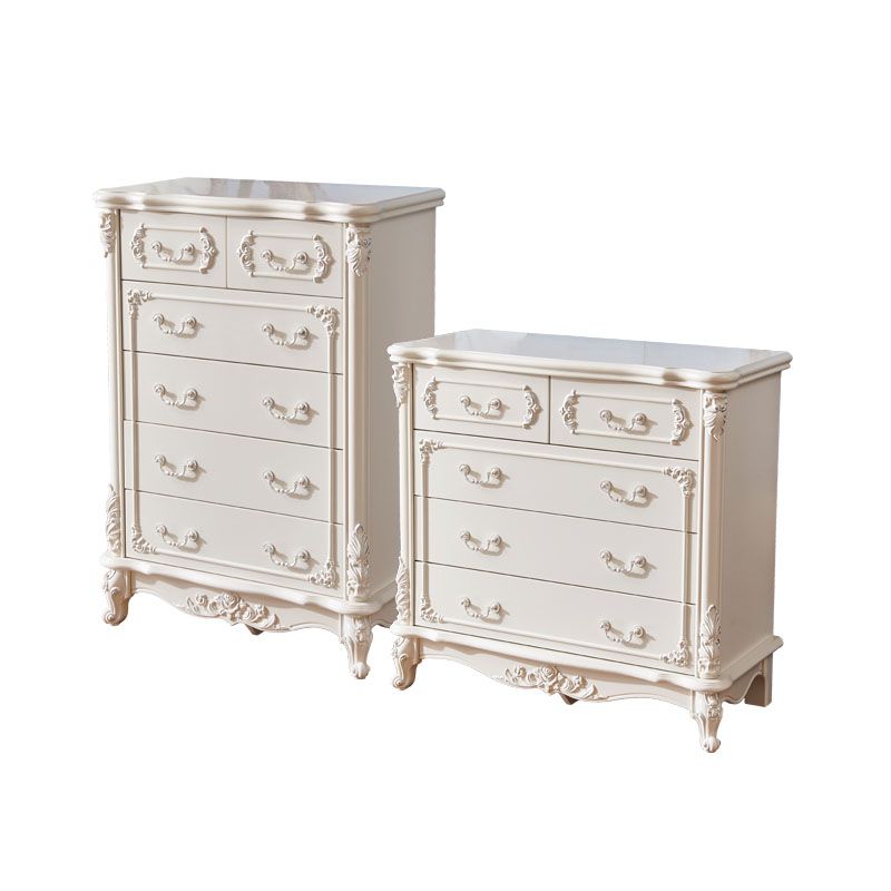 Classic Glam Wood Dresser White Storage Chest with Drawer for Bedroom