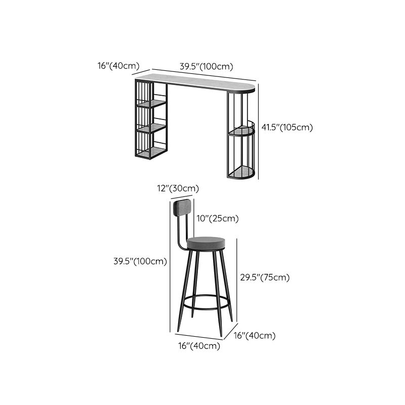 Modern 1/3 Pieces Bar Table Set Stone Counter Table with Stools for Dining Room