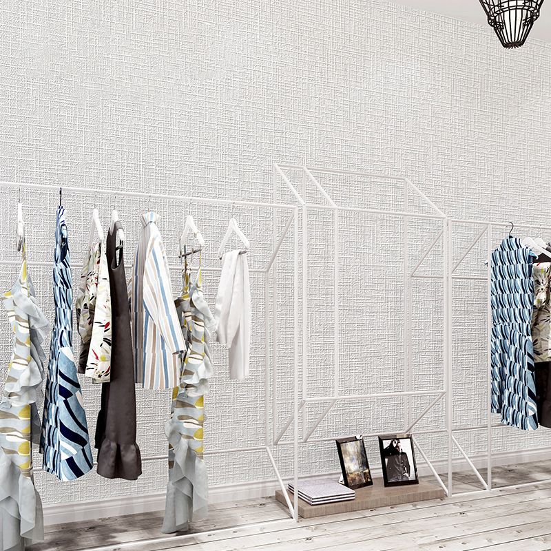 Plain White Textured Grid Wallpaper Decorative Non-Pasted Wall Art, 33 ft. x 20.5 in