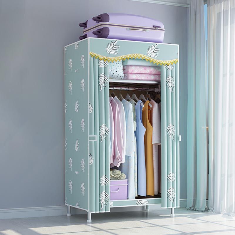 Contemporary Style Wardrobe Metal Clothes Rail Included Wardrobe Closet
