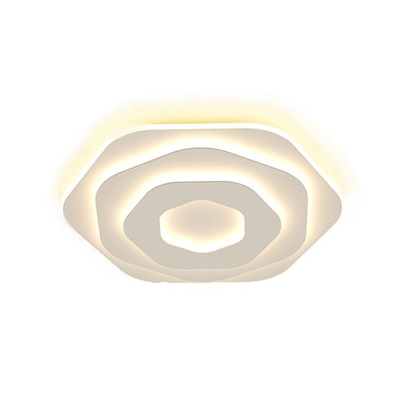 Modern Flush Light Fixtures Hexagon Iron 1 Light Flush Mount Lamps in White