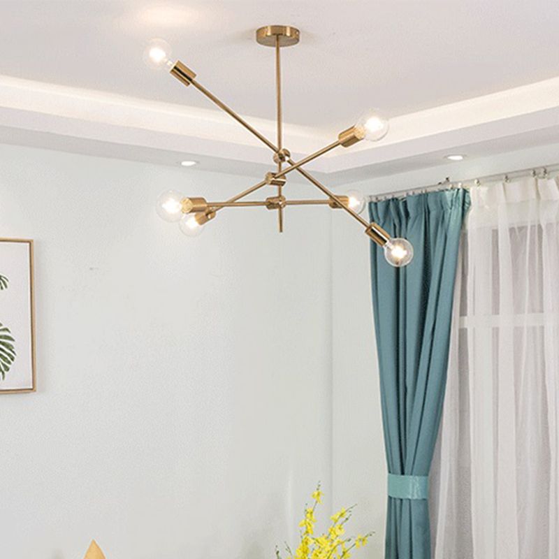 Oro 6 luce molecolare lampadario illuminazione moderna sfera vetro sospeso a sospensione per soggiorno