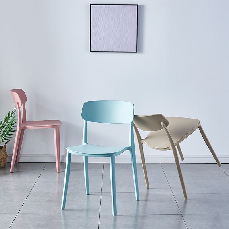 Scandinavian Home Plastic Side Chair Matte Finish Open Back Dining Chair (Set of 4)