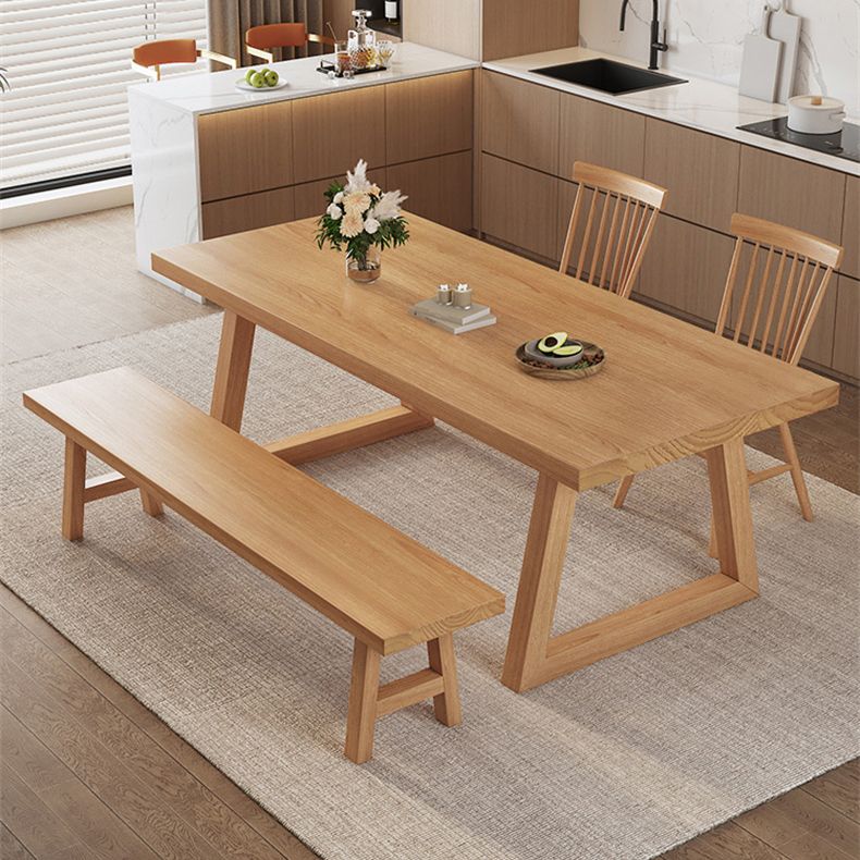 Simplicity Style Dinette Table Rectangle Solid Wood Dinner Table in Brown