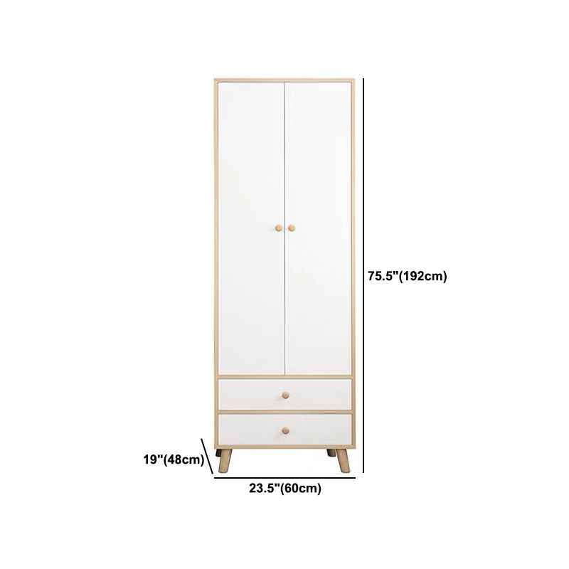 Modern White Wardrobe for Home Engineered Wood Cabinet with Hinged Doors