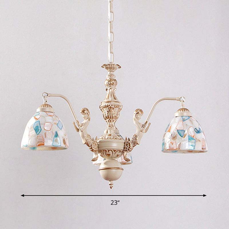 Chandelier suspendu en mosaïque Baroque Shell Shell 5/9/11 Lumières Blanc Pendante Light Kit pour la cuisine