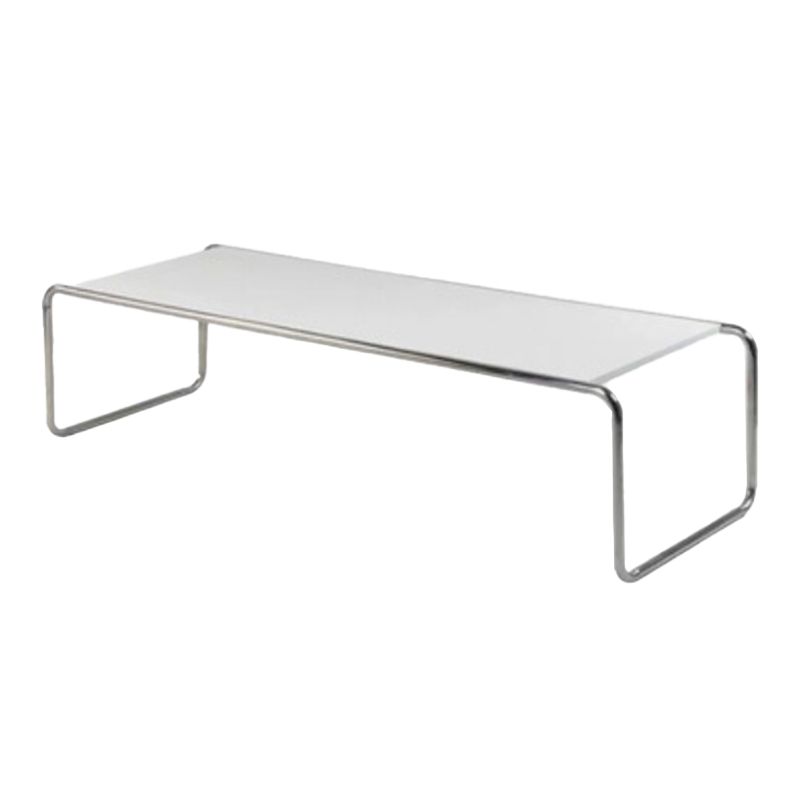 Contemporary Rectangle Solid Wood Coffee Table with Steel Sled Base