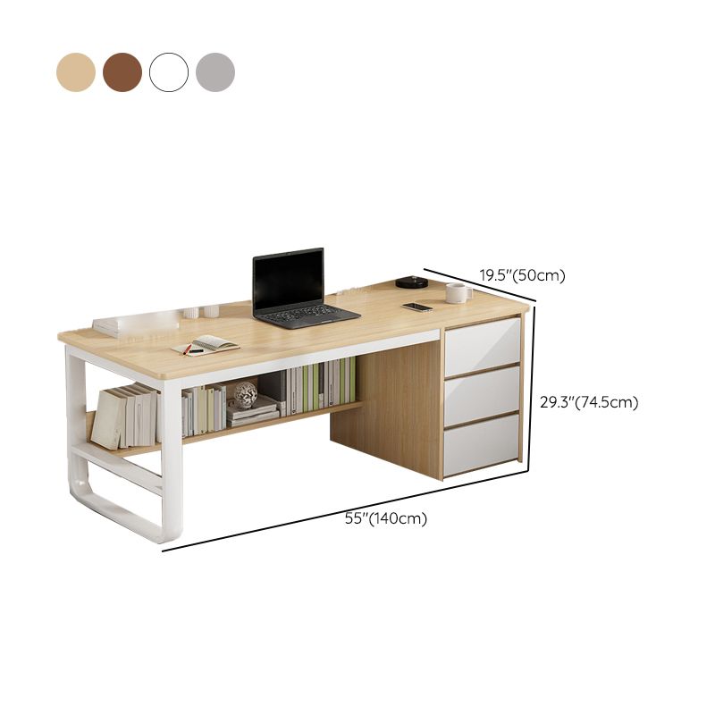 Industrial Rectangular Writing Desk 3-drawer Wooden Office Desk