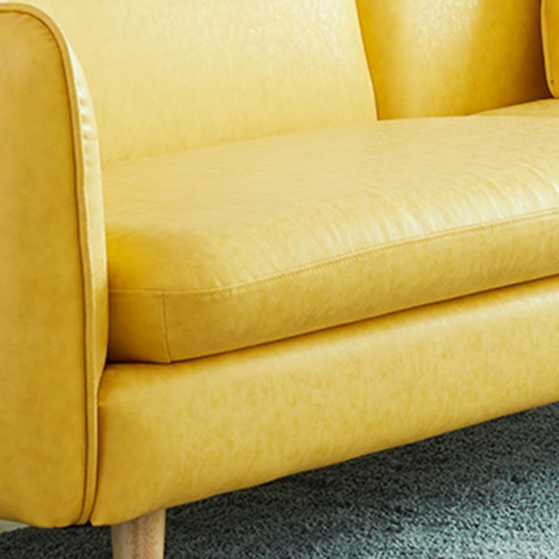 Tuxedo Arm Sofa 25.2" H Simple Faux Leather Cushions Seating