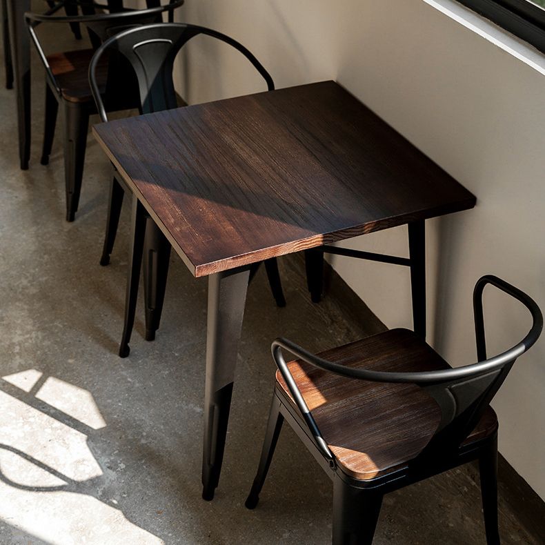Industrial 4 Legs Pedestal Dining Table Pine Table for Dining Room