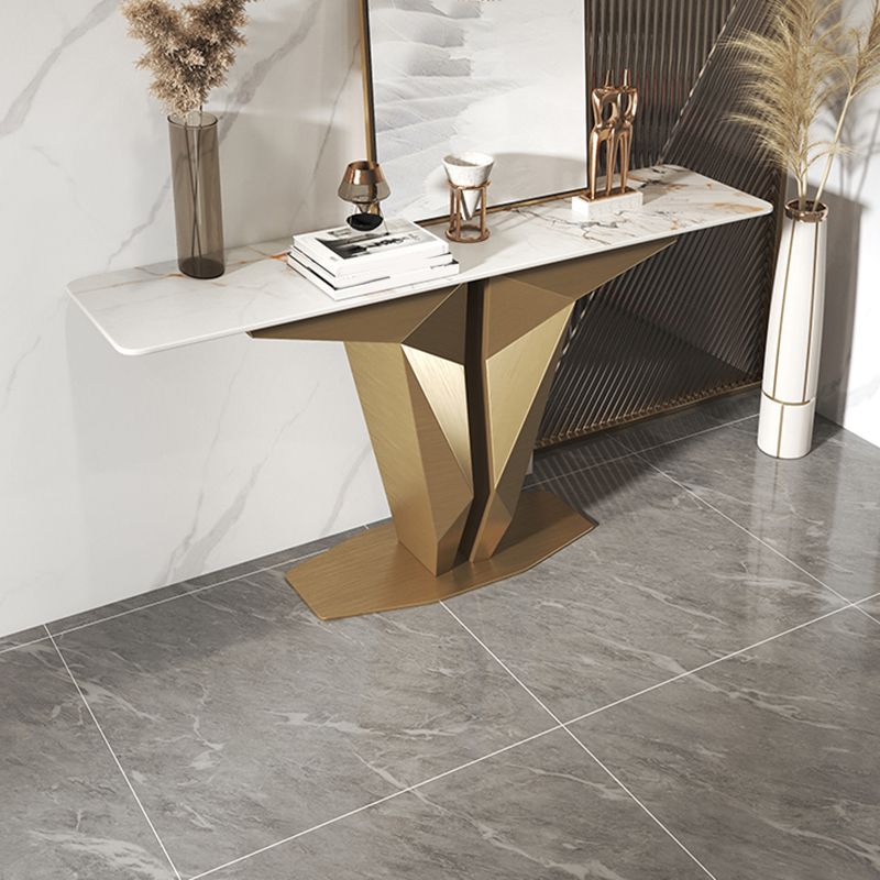 Rectangle Shape Contemporary Console Table Gold Stone Console Sofa Table
