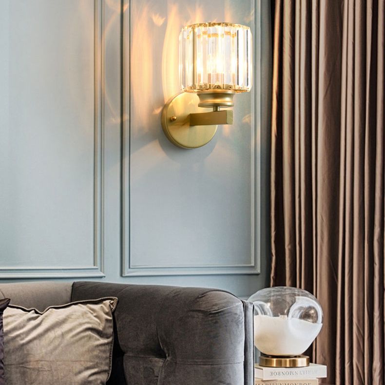 Black/Gold Crystal Wall Lamp Postmodern Wall Mounted Lighting for Bedroom Living Room