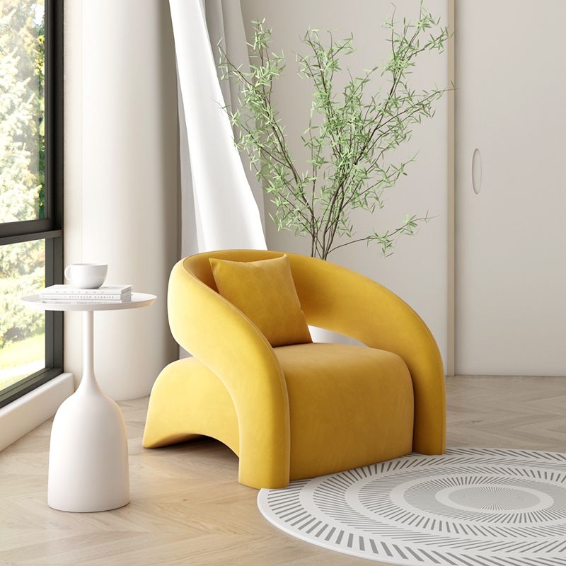 Contemporary Sloped Arms Chair Solid Color Pillow Back Chair