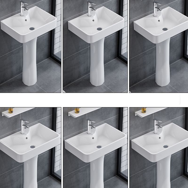 Square Pedestal Sink Ceramic Metal Ground Installation Bathroom Sink