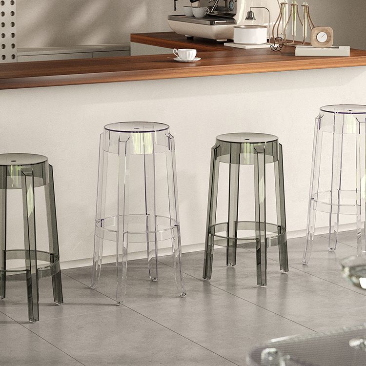 Contemporary Plastic Backless Counter High Stool with 4 Legs