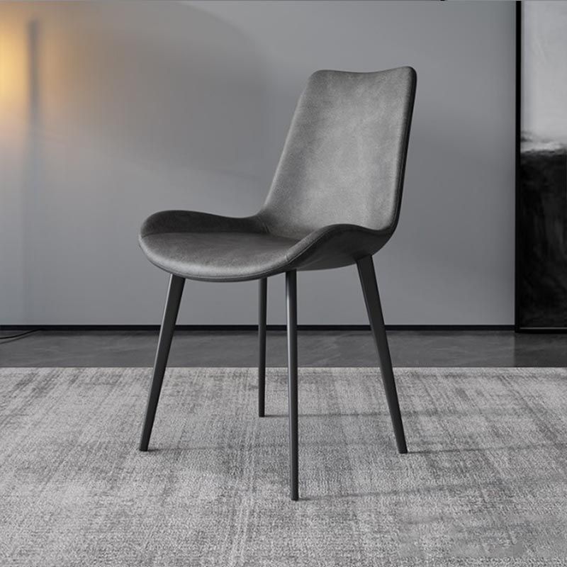 Industrial Leather Armless Dining Chair Wingback Side Chair for Kitchen