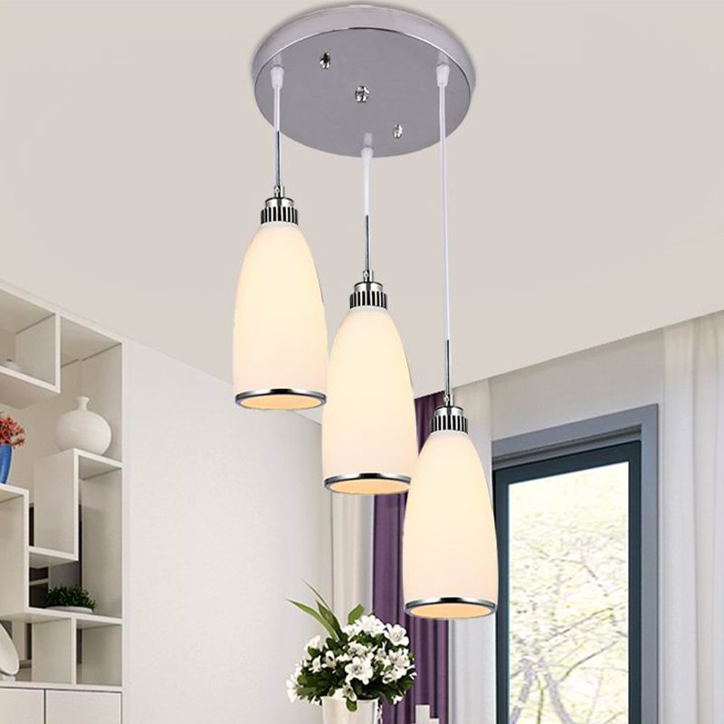 Minimaliste 3 lumières Pendante Bell Glass Shade Suspension Lampe pour salle à manger
