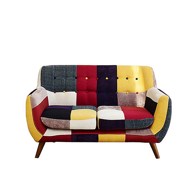 Flared Arm Sofa Cotton Stain Resistant Settee for Living Room
