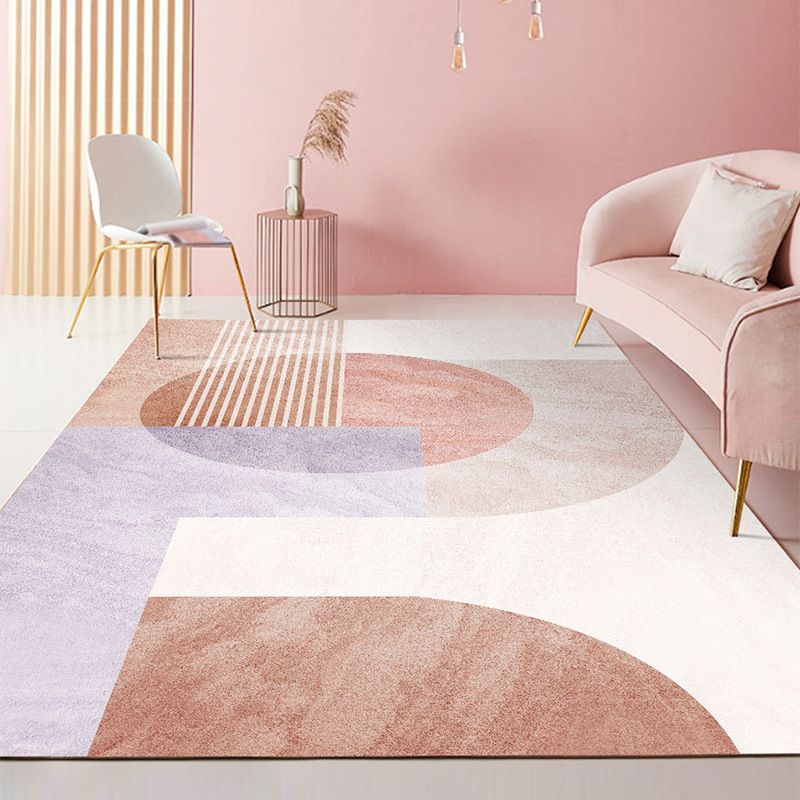 Modern Living Room Area Rug Nordic Color Block Carpet Polyester Indoor Rug with Non-Slip Backing