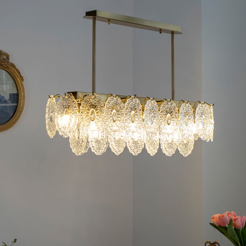 Metal Linear Island Pendant Lights Modern Style Glass Pendant Lighting for Kitchen Island