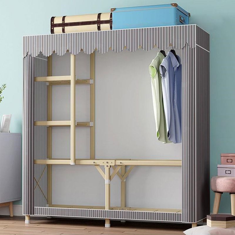 Contemporary Folding Wardrobe Armoire Gold Steel Frame Wardrobe