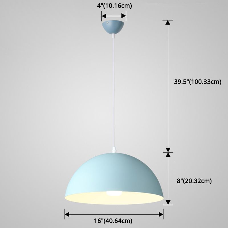 Metal Ribbed Dome Hanging Light 1-Light Nordic minimaliste Style suspendu lampe pour restaurant