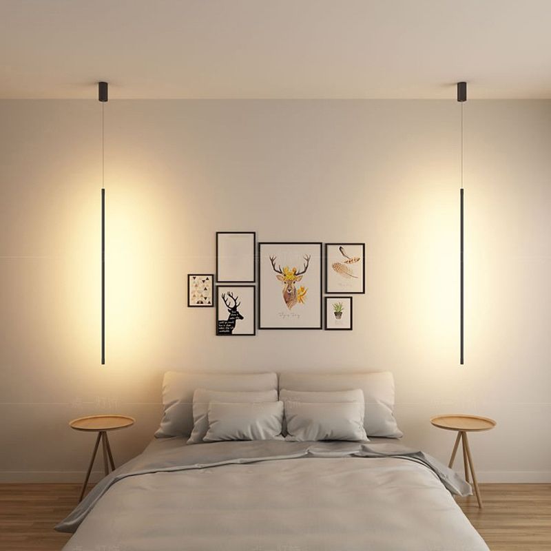 Moderner Stil Linearer Schatten hängend leichter Metall 1-Licht-Hanglampe für Wohnzimmer