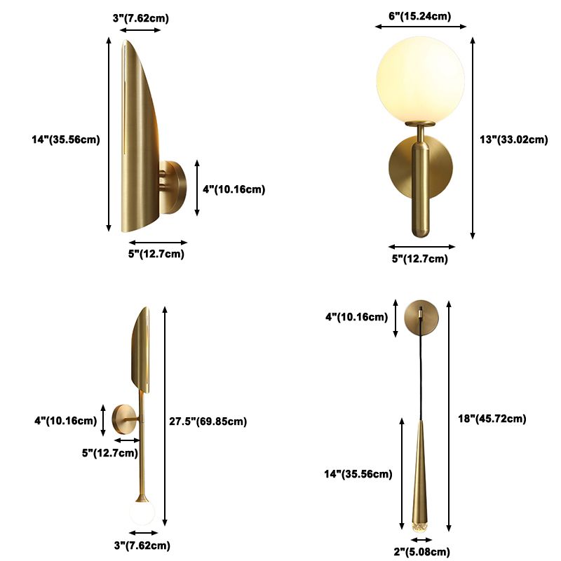 Nordic Modern Copper Wall Light Fixture Armed Sconce Light for Living Room