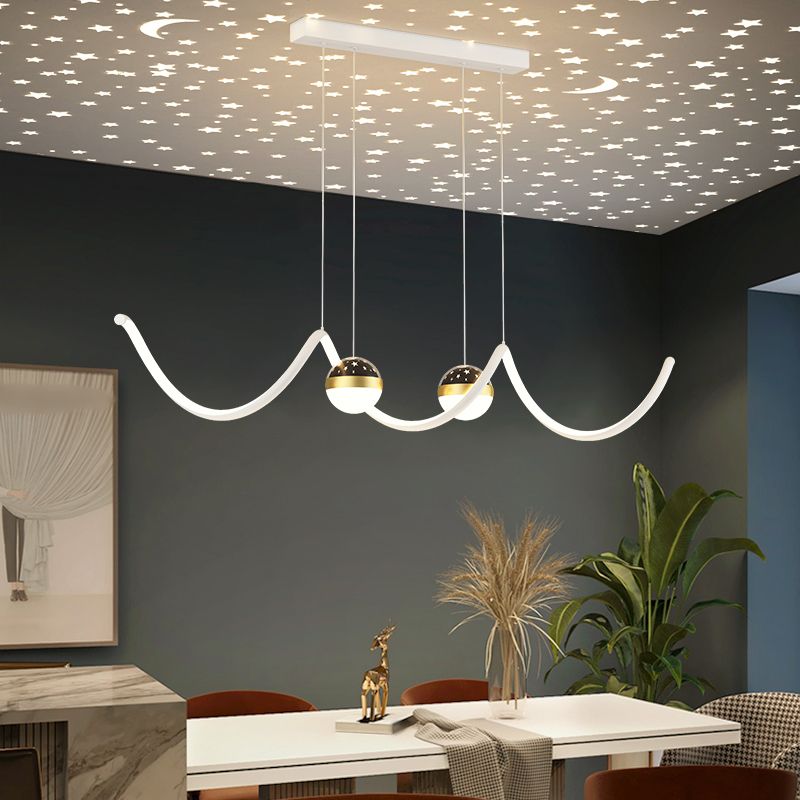 Linear Shape Island Lighting Ideas Modern Style Metal 3 Light Island Pendants