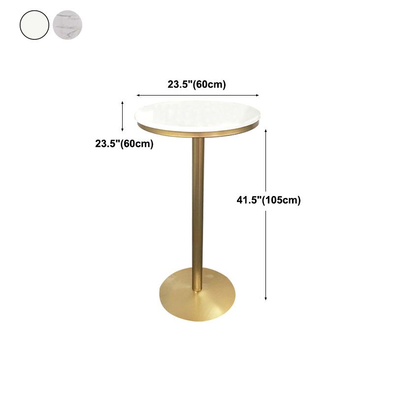 Mesa de barra de metal de oro de estilo glamoroso interior 41.3 "h Table de bistro de pedestal