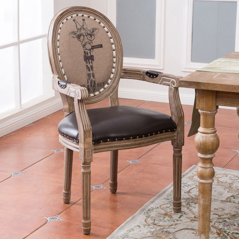 Farmhouse Dining Arm Chair King Louis Back Side Chair with Wood Legs for Home Use